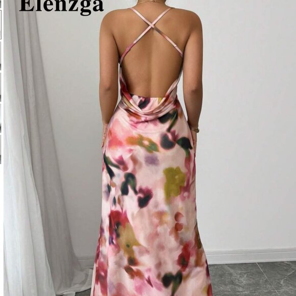 Elenzga Floral Print Long Dress - Picture 2 of 2